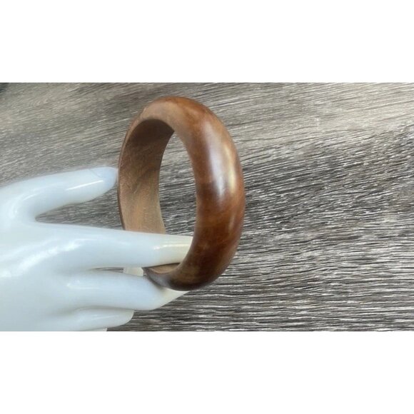 Vintage Wood & Groovy Acrylic Bangle Bracelets Wavy Stacking Thick Chunky Sz 8” - Picture 9 of 14